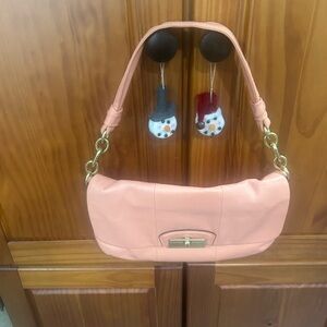 Coach Coral Leather Tote with Gold Hardward